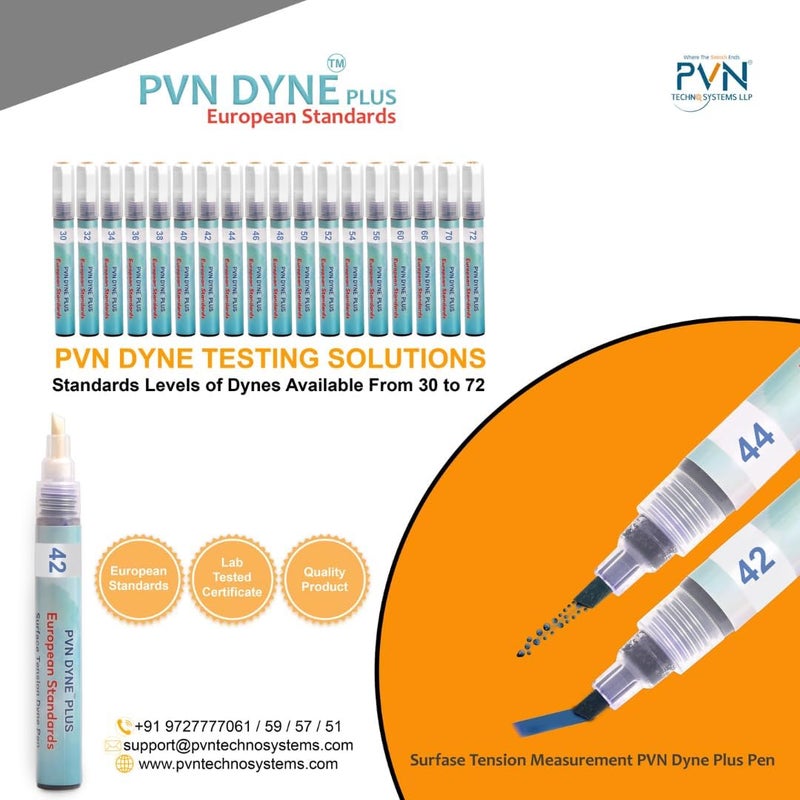 PVN قلم داين بلس لقياس معالجة توتر السطح (المعايير الأوروبية) / يستخدم في اختبار مستوى داين للأفلام - الأجسام، الألواح المطلية (حزمة التحويل) 38، 42، 44 داينز - Image 4